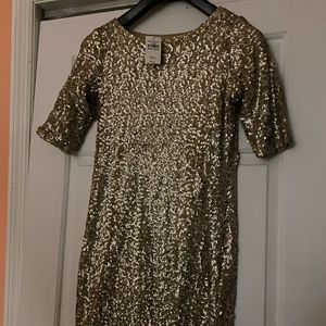 Gold sequin short dress
